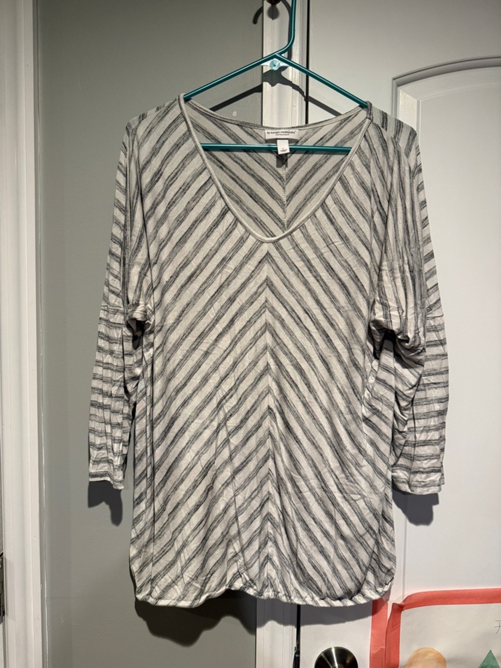 Gray striped chevron maternity long sleeve shirt